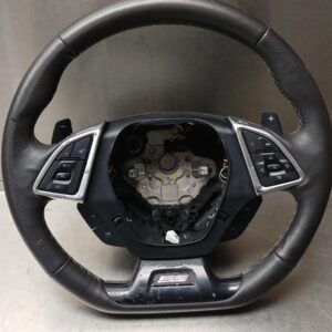PEELING 2016-2024 Chevrolet Camaro SS OEM Flat-Bottom Leather Steering Wheel w/ Silver Trim Auto w/ Radio Paddles 84209519